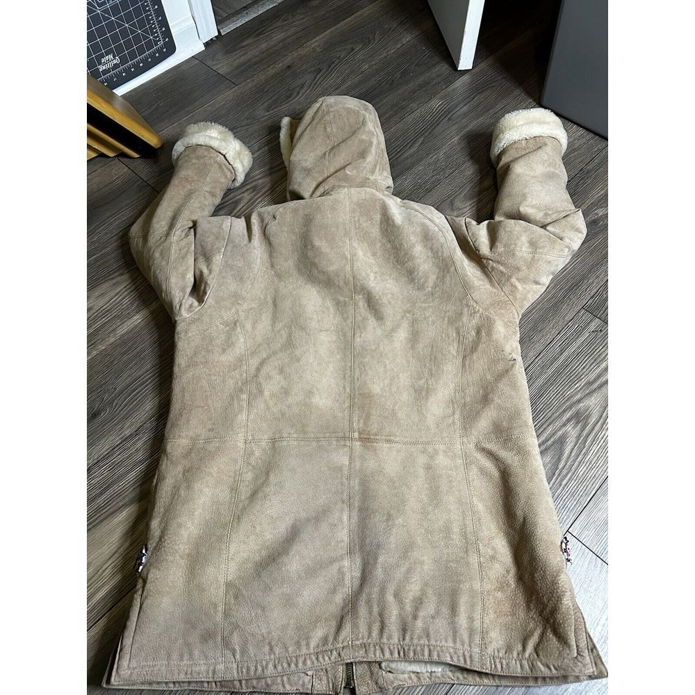 St. John's Bay Washable Size Large Suede Jacket With Faux Fur Lining & Hood Sz L - Picture 5 of 8